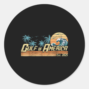 Retro Gulf Of Usa America Est 2025 American Flag G Classic Round Sticker