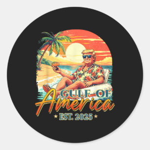 Retro Gulf Of Usa America Est 2025 American Flag G Classic Round Sticker