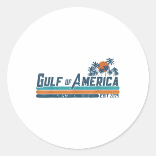 Retro Gulf Of Usa America Est 2025 American Flag G Classic Round Sticker
