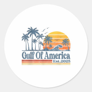Retro Gulf Of Usa America Est 2025 American Flag G Classic Round Sticker