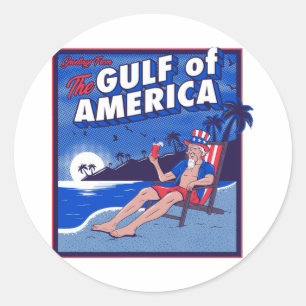 Retro Gulf Of Usa America Est 2025 American Flag G Classic Round Sticker