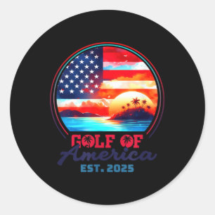 Retro Gulf Of Usa America Est 2025 American Flag G Classic Round Sticker