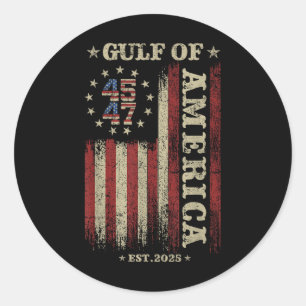 Retro Gulf Of Usa America Est 2025 American Flag G Classic Round Sticker