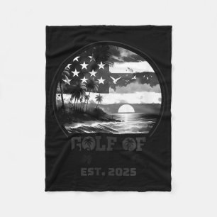 Retro Gulf Of Usa America Est 2025 American Flag G Fleece Blanket