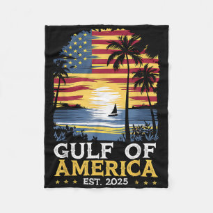 Retro Gulf Of Usa America Est 2025 American Flag G Fleece Blanket
