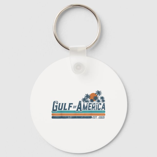 Retro Gulf Of Usa America Est 2025 American Flag G Key Ring (Front)