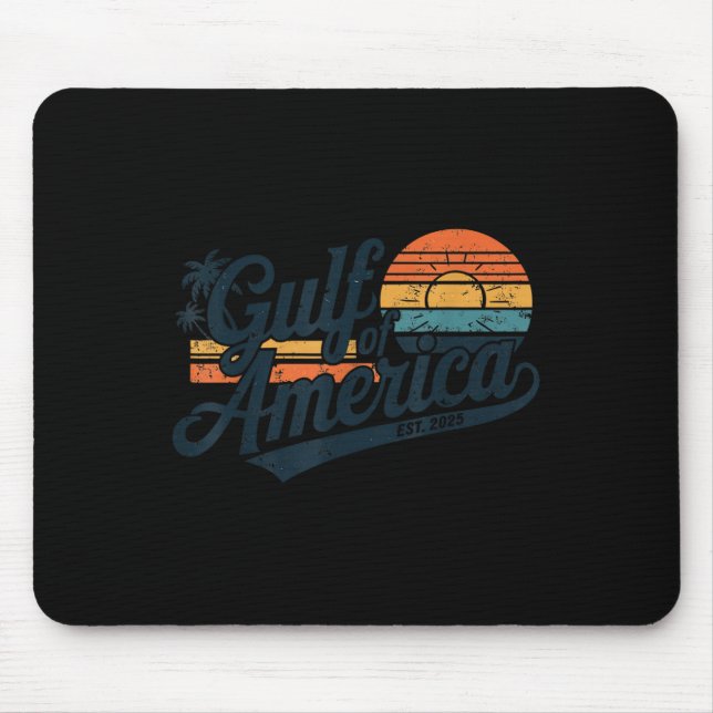 Retro Gulf Of Usa America Est 2025 American Flag G Mouse Mat (Front)