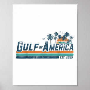Retro Gulf Of Usa America Est 2025 American Flag G Poster