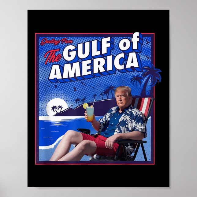 Retro Gulf Of Usa America Est 2025 American Flag G Poster (Front)