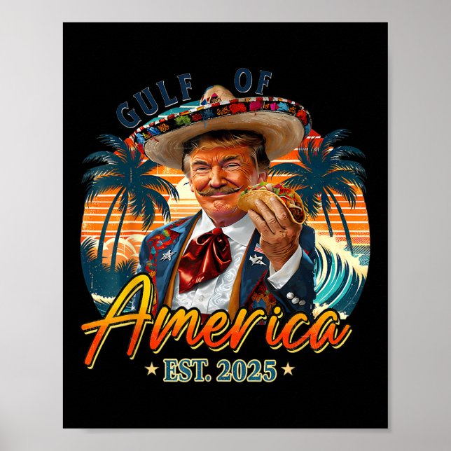 Retro Gulf Of Usa America Est 2025 American Flag G Poster (Front)