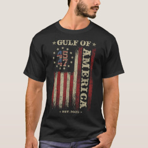 Retro Gulf Of Usa America Est 2025 American Flag G T-Shirt