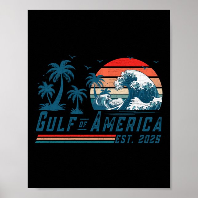 Retro Gulf Of Usa America Est 2025 American Flag L Poster (Front)