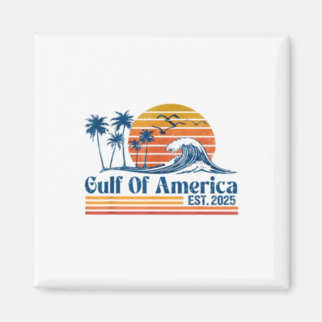 Retro Gulf Of Usa America Est 2025 American Flag  Magnet (Front)