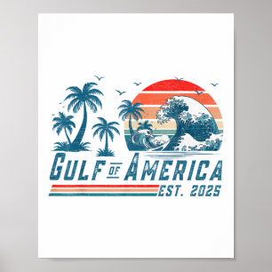 Retro Gulf Of Usa America Est 2025 American Flag  Poster