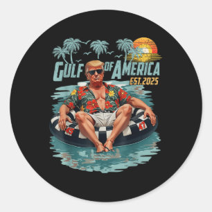 Retro Gulf Of Usa America Est 2025 American Gulf U Classic Round Sticker