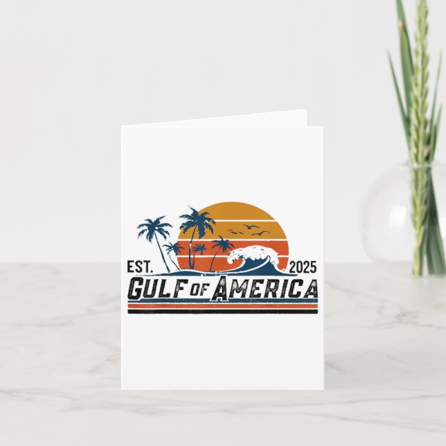 Retro Gulf Of Usa America Est 2025 Beach Summer  Card (Front)