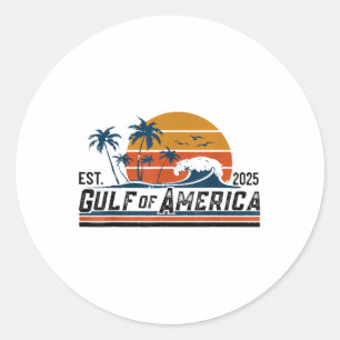 Retro Gulf Of Usa America Est 2025 Beach Summer Classic Round Sticker