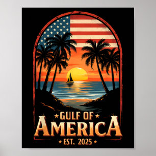 Retro Gulf Of Usa America Est 2025 Flag Coastal Vi Poster