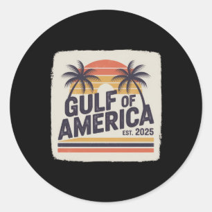 Retro Gulf Of Usa America Est 2025 Flag Gulf Mexic Classic Round Sticker