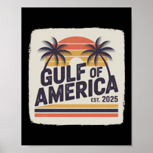 Retro Gulf Of Usa America Est 2025 Flag Gulf Mexic Poster