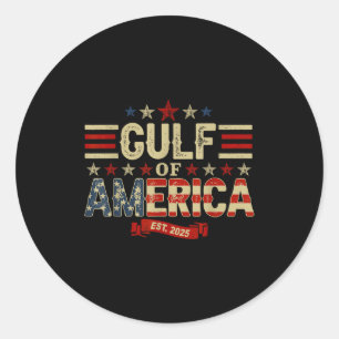 Retro Gulf Of Usa America Est 2025 Shirt Men Women Classic Round Sticker