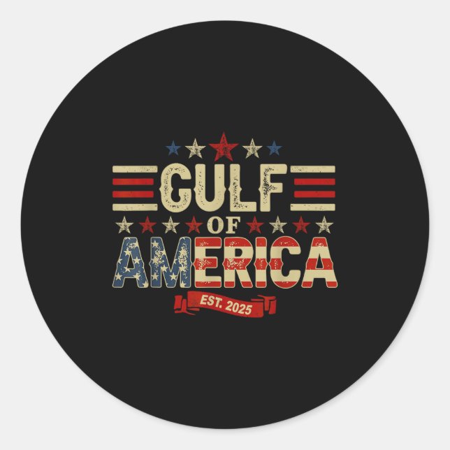 Retro Gulf Of Usa America Est 2025 Shirt Men Women Classic Round Sticker (Front)