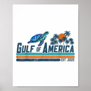 Retro Gulf Of Usa America Est 2025 Turtle Gulf Mex Poster