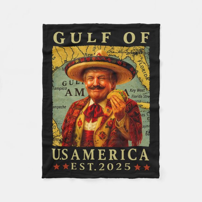 Retro Gulf Of Usa America Mexico Trump Mexico Taco Fleece Blanket (Front)