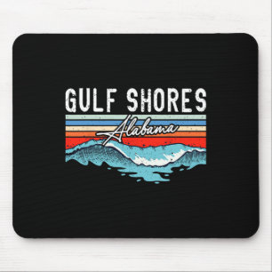 Retro Gulf Shores Beach Alabama Surfboard Beach  Mouse Mat