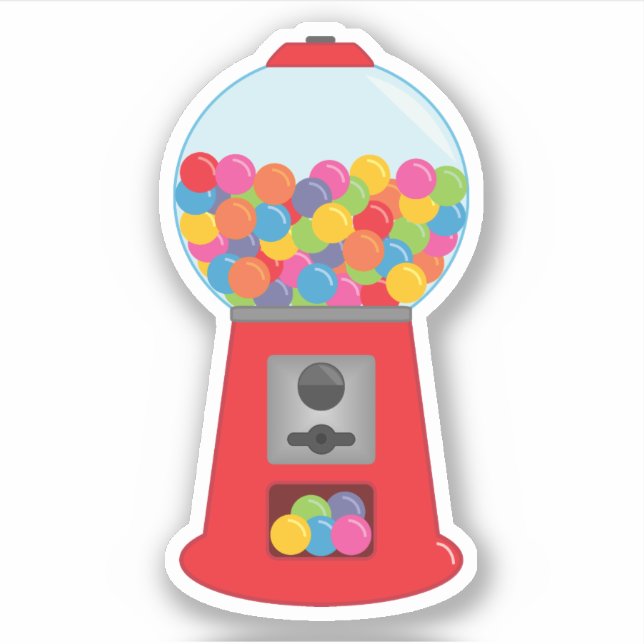 Retro Gum Ball Machine Kiss Cut Sticker (Front)