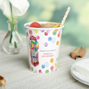 Retro Gumball Machine Kids Birthday Party Paper Cups