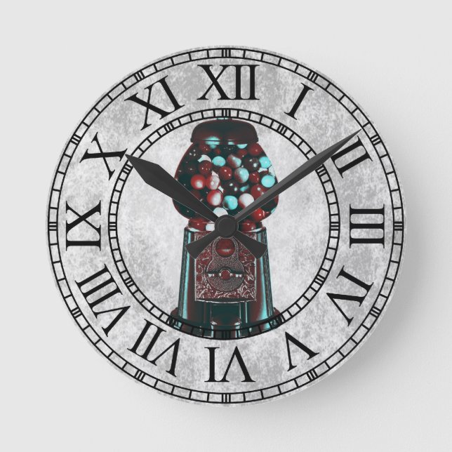 Retro Gumball Machine Round Clock (Front)