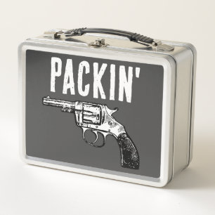RETRO GUN 1ST AMMENDMENT PACKIN' METAL LUNCHBOX