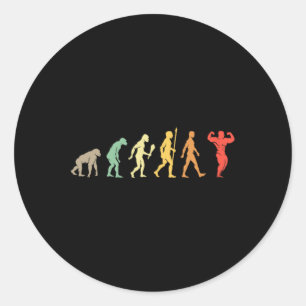 Retro Gym Motivation Gift Idea Funny Bodybuilding Classic Round Sticker