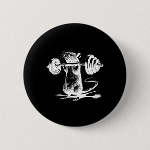 Retro Gym Rat Fitness Bodybuilding Workout Weight 6 Cm Round Badge