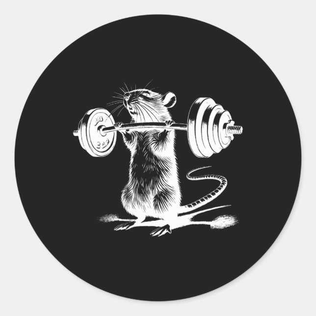 Retro Gym Rat Fitness Bodybuilding Workout Weight  Classic Round Sticker (Front)