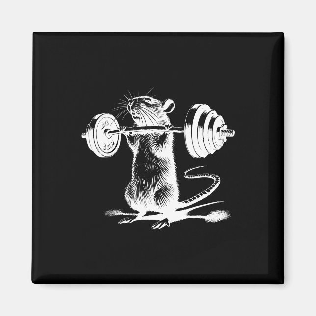 Retro Gym Rat Fitness Bodybuilding Workout Weight  Magnet (Front)