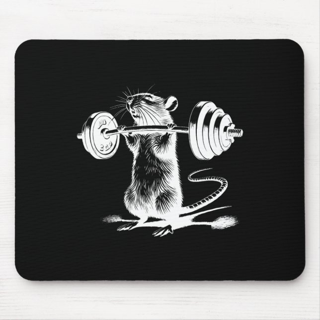 Retro Gym Rat Fitness Bodybuilding Workout Weight  Mouse Mat (Front)