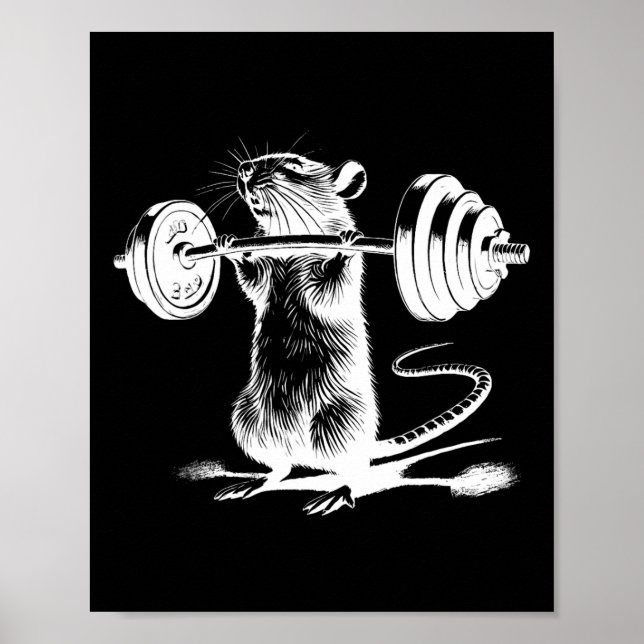 Retro Gym Rat Fitness Bodybuilding Workout Weight  Poster (Front)