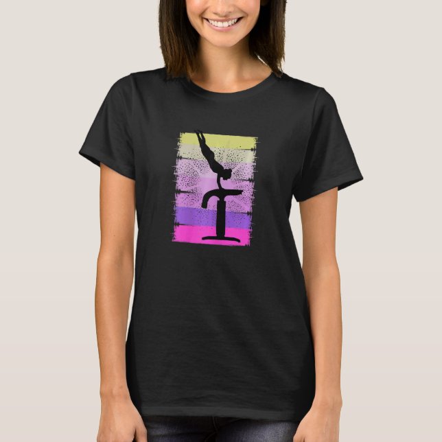 Retro Gymnast At Sunset Gymnastics Girls Women Wom T-Shirt (Front)