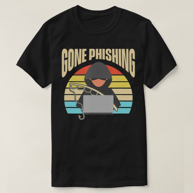 Retro Hacker Gone Phishing  T-Shirt (Design Front)