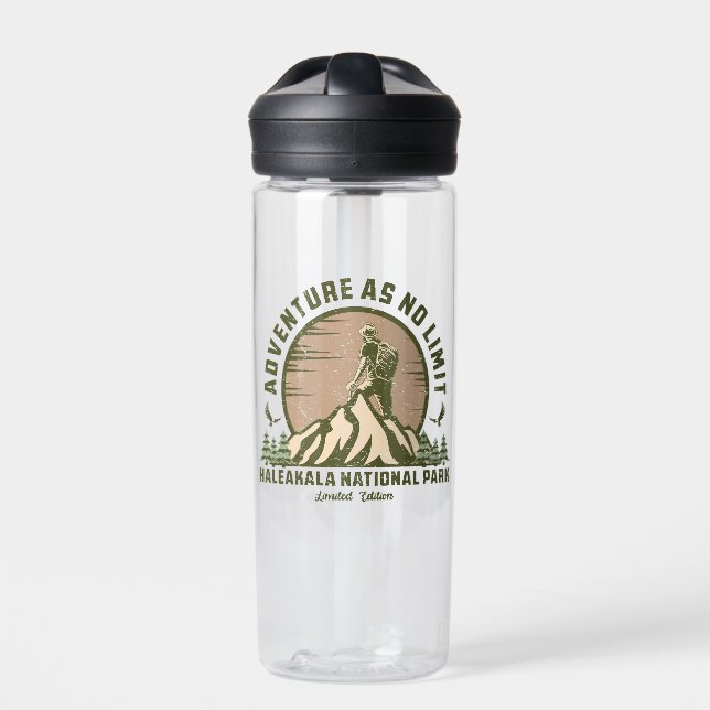 Retro Haleakala National Park Hike Sunset Water Bottle (Front)