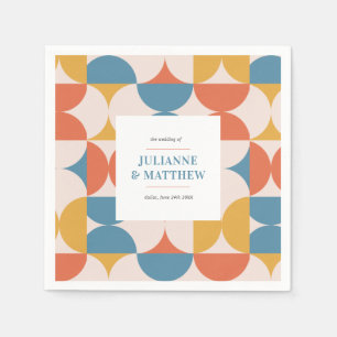 Retro Half Circle Scallop Mid Century Wedding Napkin