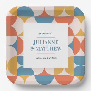 Retro Half Circle Scallop Mid Century  Wedding Paper Plate