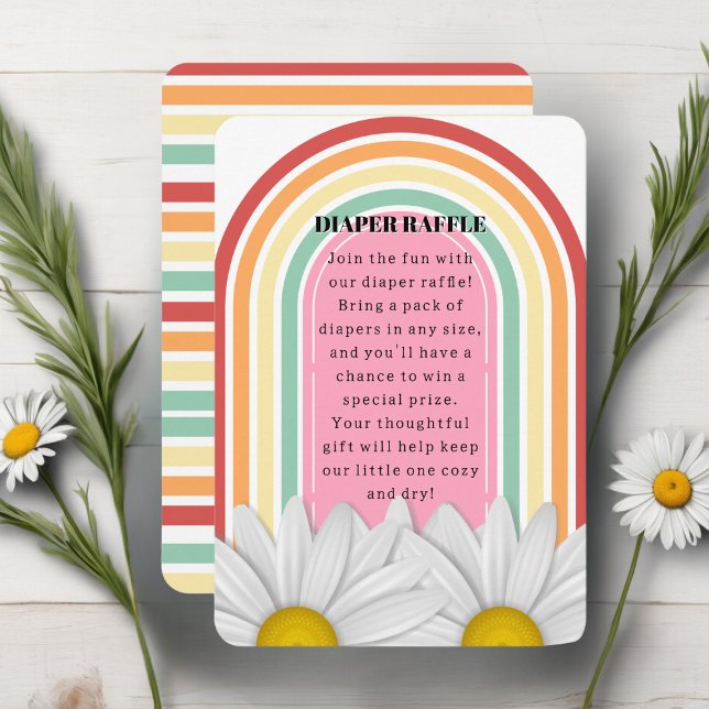 Retro Half Daisy Baby Shower  Enclosure Card (Creator Uploaded)