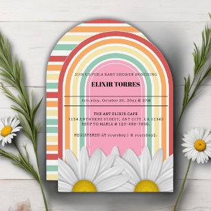 Retro Half Daisy Baby Shower  Invitation