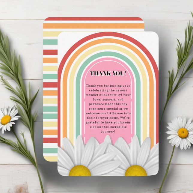 Retro Half Daisy Baby Shower  Thank You Card (Creator Uploaded)