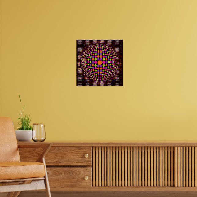 Retro Halftone Dot Sphere Poster (Living Room 2)