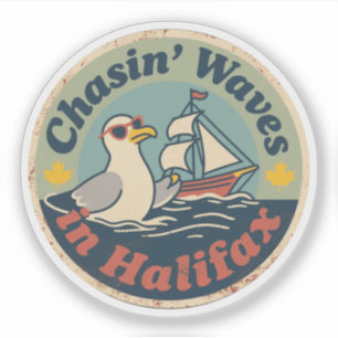 Retro Halifax Seagull Waves