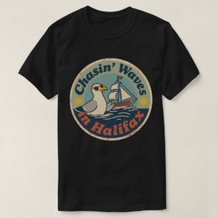 Retro Halifax Seagull Waves T-Shirt